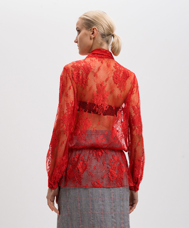 Balenciaga Красная блузка с кружевами в цветочный узор 479897 изображение 4