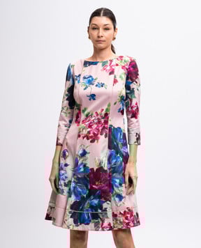 Blumarine Розовое платье миди в цветочный принт 7813