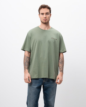 Balmain Зеленая футболка с вышивкой логотипа DH1EG010BC68