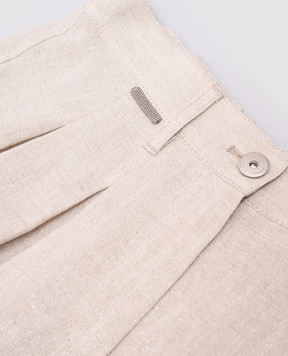 Brunello Cucinelli Дитячі бежеві шорти з льону з люрексом BH547S285C