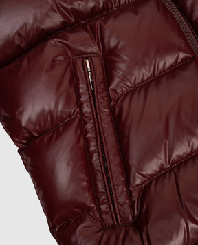 Moncler ENFANT Дитяча коричнева пухова куртка з нашивкою логотипа K29541A12520689506