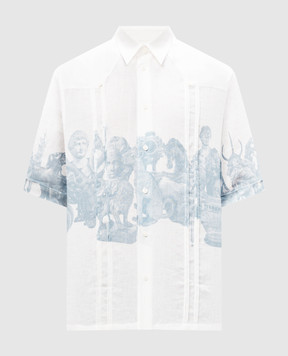 Givenchy Белая рубашка из льна принтом Hubert BM612H15WA