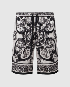 Dolce&Gabbana Білі шорти із шовку в брендовий принт GV37ATHI1S6