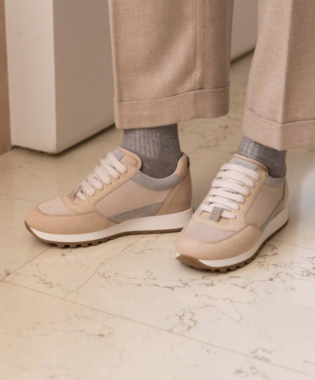 Peserico Бежеві комбіновані кросівки з ланцюжком моніль A39634C0RCC200 зображення 7