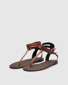 Brunello Cucinelli Коричневые кожаные сандалии MZDCR525