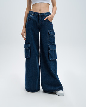 Off-White Синие джинсы карго с вышивкой логотипа OWYB019F24DEN001