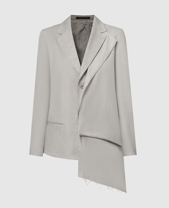 Gray jacket with linen of an asymmetric cut