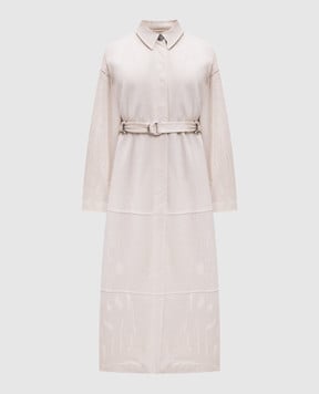 Max Mara Sportmax Бежевый кожаный перфорированный плащ ANTIOPE ANTIOPE1234