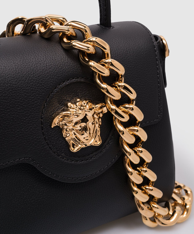 Versace - Черная кожаная сумка LA MEDUSA с фактурным логотипом