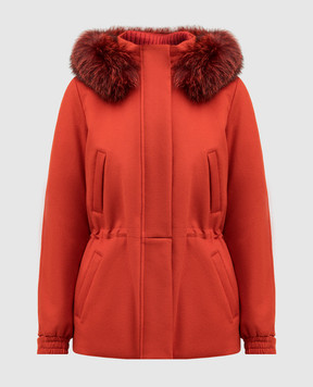 Loro Piana Красное укороченное пальто из кашемира с мехом лисы FAF8086R0CD