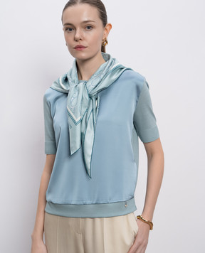 Herno Блакитна хустка із шовку в принт FOULARD9015030