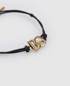 Dolce&Gabbana Чорний браслет-шнурок з металевим логотипом DG WBP5L1W1111