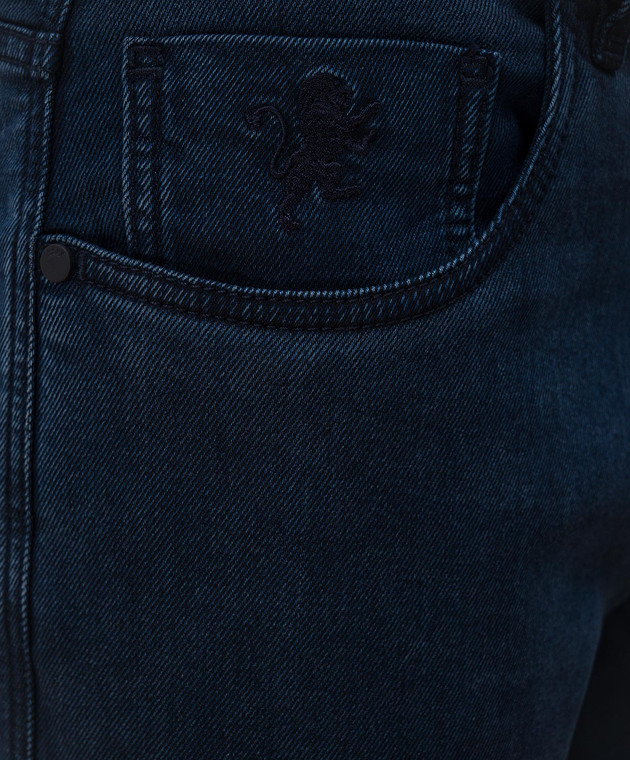Scissor Scriptor Синие джинсы COSTANTINO с эффектом потертости и патчем логотипа COSTANTINOT119163 изображение 5