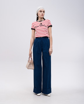 Valentino Бежевая футболка с вышивкой логотипа Chez Valentino 6B3MG24P961