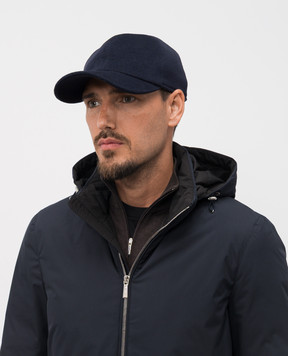 Bertolo Cashmere Синя кепка з кашеміру з емблемою 000301002287