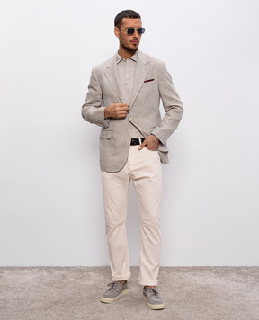 Brunello Cucinelli Сірий піджак з льону MB4307BTD
