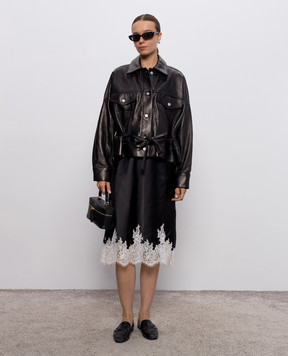 3.1 Phillip Lim Черная кожаная куртка с патчем логотипа P25260879SPQ