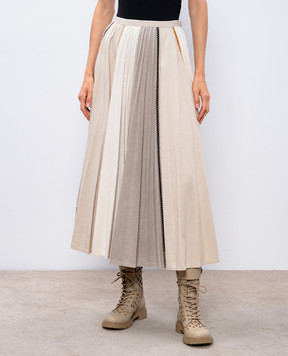 Christian Dior Бежева спідниця міді з вишивкою 122J02X3376