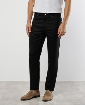 Brunello Cucinelli Черные брюки из шерсти с патчем логотипа ME226I1780