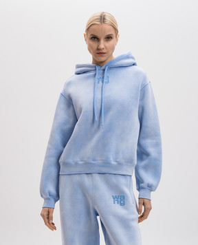 Alexander Wang Голубое утепленное худи с принтом логотипа 4CC3242108