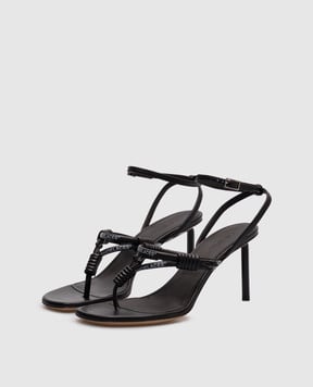 Off-White Чорні шкіряні босоніжки Allen OWIH05CS25LEA001