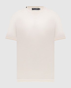 Dolce&Gabbana Бежевая футболка из шелка с логотипом G8ST1TFU75F