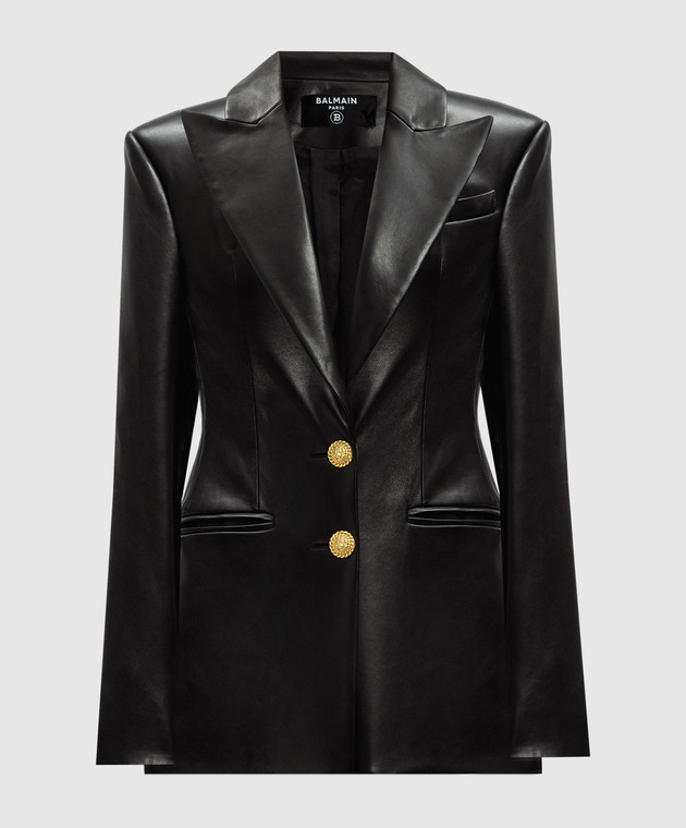 Balmain - Черный кожаный жакет DF1SE056LC62 купить в Symbol
