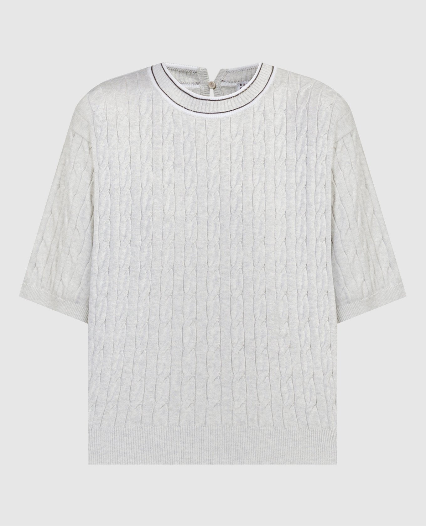 Gray t-shirt with a monil chain in a textured pattern