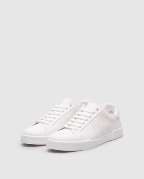 Dolce&Gabbana Белые кожаные кроссовки с логотипом DG CS2324AV066