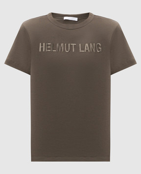 Helmut Lang Футболка кольору хакі з вишивкою логотипа O06HW505