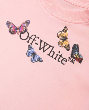 Off-White Детская розовая футболка с логотипом OGXB001S25JER002