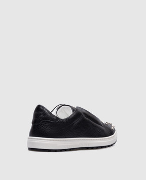 Philipp Plein Детские черные кожаные кеды Tom с заклепками BSC00153538