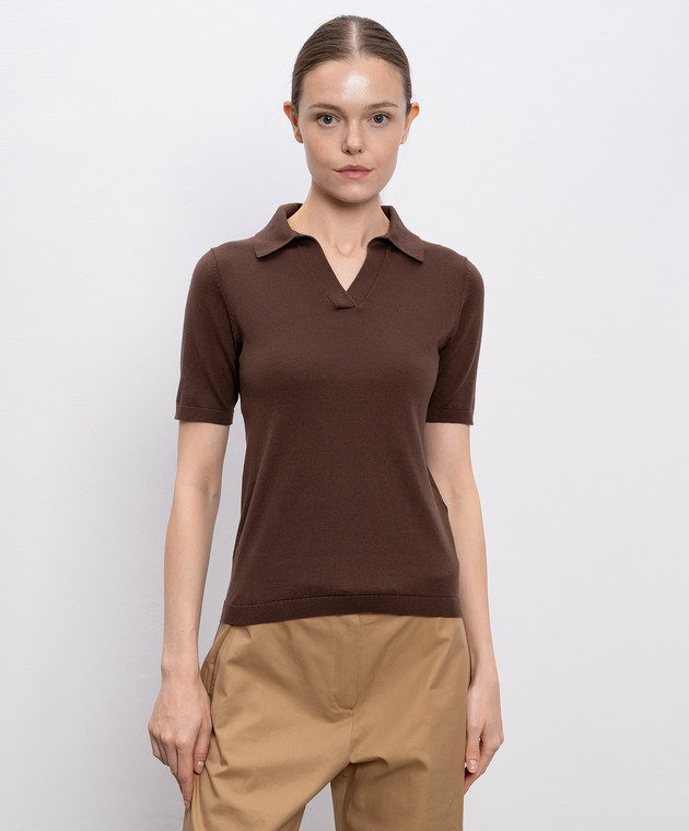 Max Mara Weekend - Коричневое поло RONCOLO с шелком RONCOLO купить