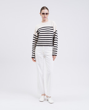 PROENZA SCHOULER Білий светр Nia з кашеміром в смужку WL2537636KC085S