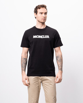 Moncler Чорна футболка з принтом логотипа K10918C0000589A17