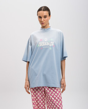 Palm Angels Блакитна футболка з логотипом PWAA017S25JER001