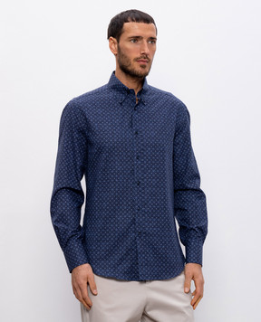 Brunello Cucinelli Синя сорочка у візерунок MM6931716