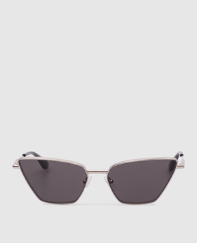 Alexander McQueen Серебристые очки T-Bar Cat-Eye 821690I3330