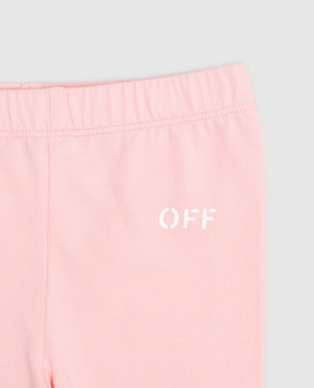 Off-White Детские розовые леггинсы с принтом логотипа. OGX3001S25JER001
