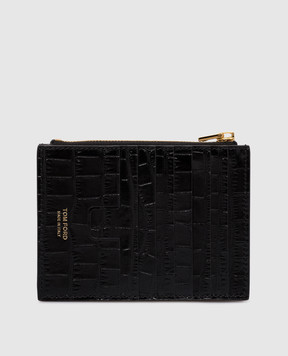 Tom Ford Черный кожаный кошелек с тиснением под кожу крокодила с логотипом S0476LCL395X