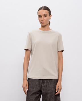 Brunello Cucinelli Бежева футболка прямого крою M0T81BI100