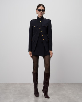 Alexander McQueen Синяя юбка на запах с шерстью 752499QJACF