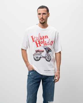 Dolce&Gabbana Біла футболка з принтом Vespa G8PN9TG7O4S