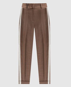 Peserico Коричневі штани з льону з ланцюжком моніль P0498005971