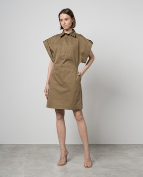 Bottega Veneta Платье миди цвета хаки 769350VKUM0