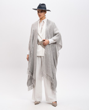 Brunello Cucinelli Сіре пончо з льоном MSCDARP97