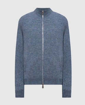Brunello Cucinelli Голубой кардиган с шерстью альпаки и шелком MOH709216