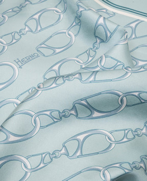Herno Блакитна хустка із шовку в принт FOULARD9015030