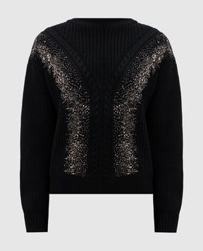 Max Mara Чорний светр LESSY з вовни з кристалами LESSY