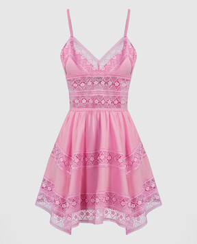 Charo Ruiz Розовое платье Syilvie с кружевом 241616
